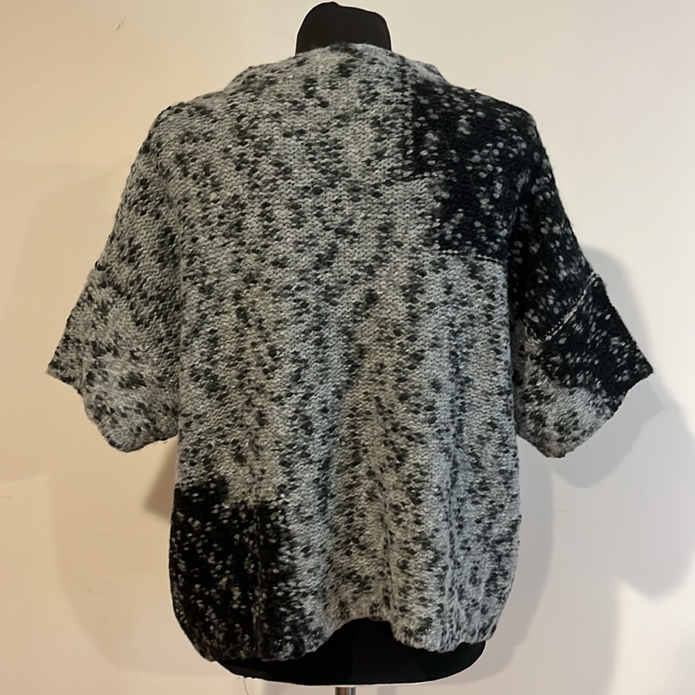Leo&Sage -women’s mock neck wool blend sweater short sleeves black/grey size P/S - Picture 7 of 11